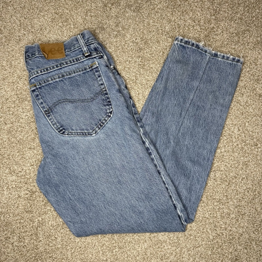 Vintage Lee Jeans Men's 31x30 (Tag 33x30) Denim Straight Leg Distressed - Picture 6 of 14